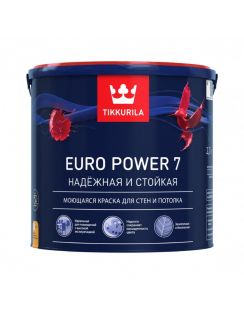 Краска Tikkurila Euro Power-7, моющаяся для стен и потолков, 2,7л, матовая