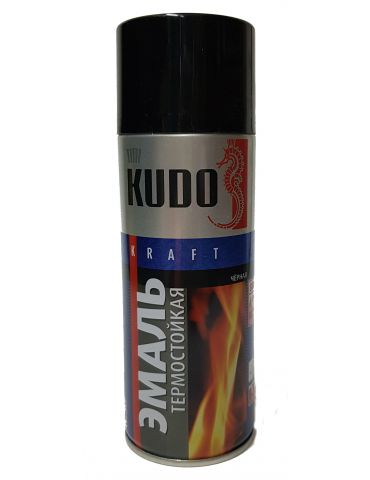 Краска аэрозольная KUDO термостойкая, черная, 520 мл