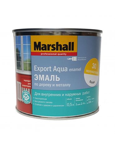 Эмаль MARSHALL Export Aqua Enamel универсальная, полуматовая, белая, 0,5л