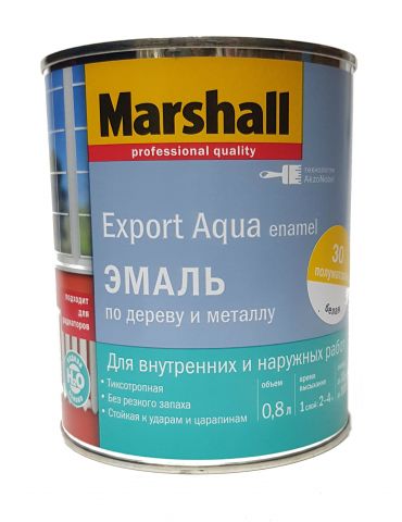 Эмаль MARSHALL Export Aqua Enamel универсальная, полуматовая, белая, 0,8л
