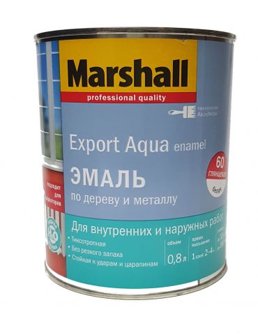 Эмаль MARSHALL Export Aqua Enamel универсальная, глянцевая, белая, 0,8л
