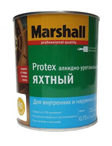 Лак MARSHALL Protex яхтный, алкидно-уретановый, полуматовый 40, 0,75л