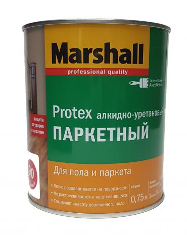 Лак MARSHALL Protex паркетный, алкидно-уретановый, глянцевый 90, 0,75л