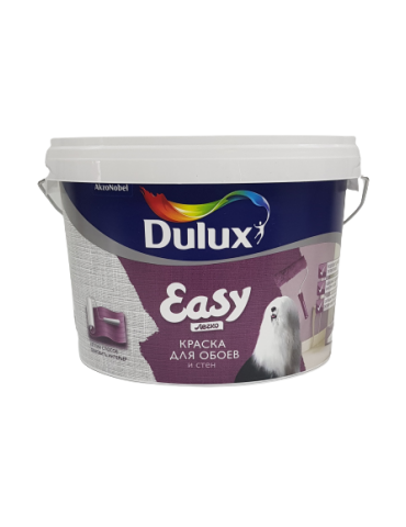 Краска DULUX EASY для стен и обоев, матовая, база BW 2,5л