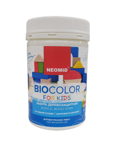Лазурь деревозащитная Neomid Bio Color For Kids, 0,25л, белый