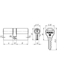 Цилиндровый механизм FUARO, R300, ключ-ключ, 60мм, АВ бронза, 5 ключей