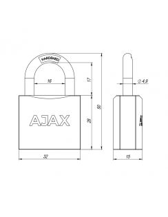 Замок навесной Ajax PD-01-32, англ. 3 кл. коробка