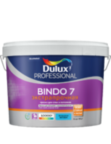 Краска DULUX BINDO 7 для стен и потолков, экстрапрочная, матовая, база BW 4.5л