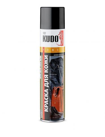 Краска аэрозольная KUDO для гладкой кожи, черная, 400 мл