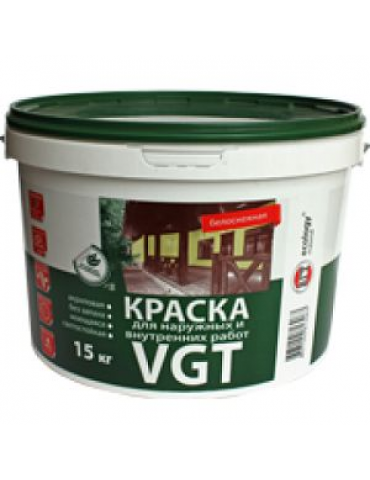 Краска VGT ВД-АК-1180 моющаяся, для внутренних и наружних работ, матовая, 3кг