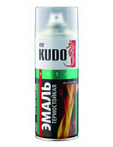 Краска аэрозольная KUDO термостойкая, белая, 520 мл
